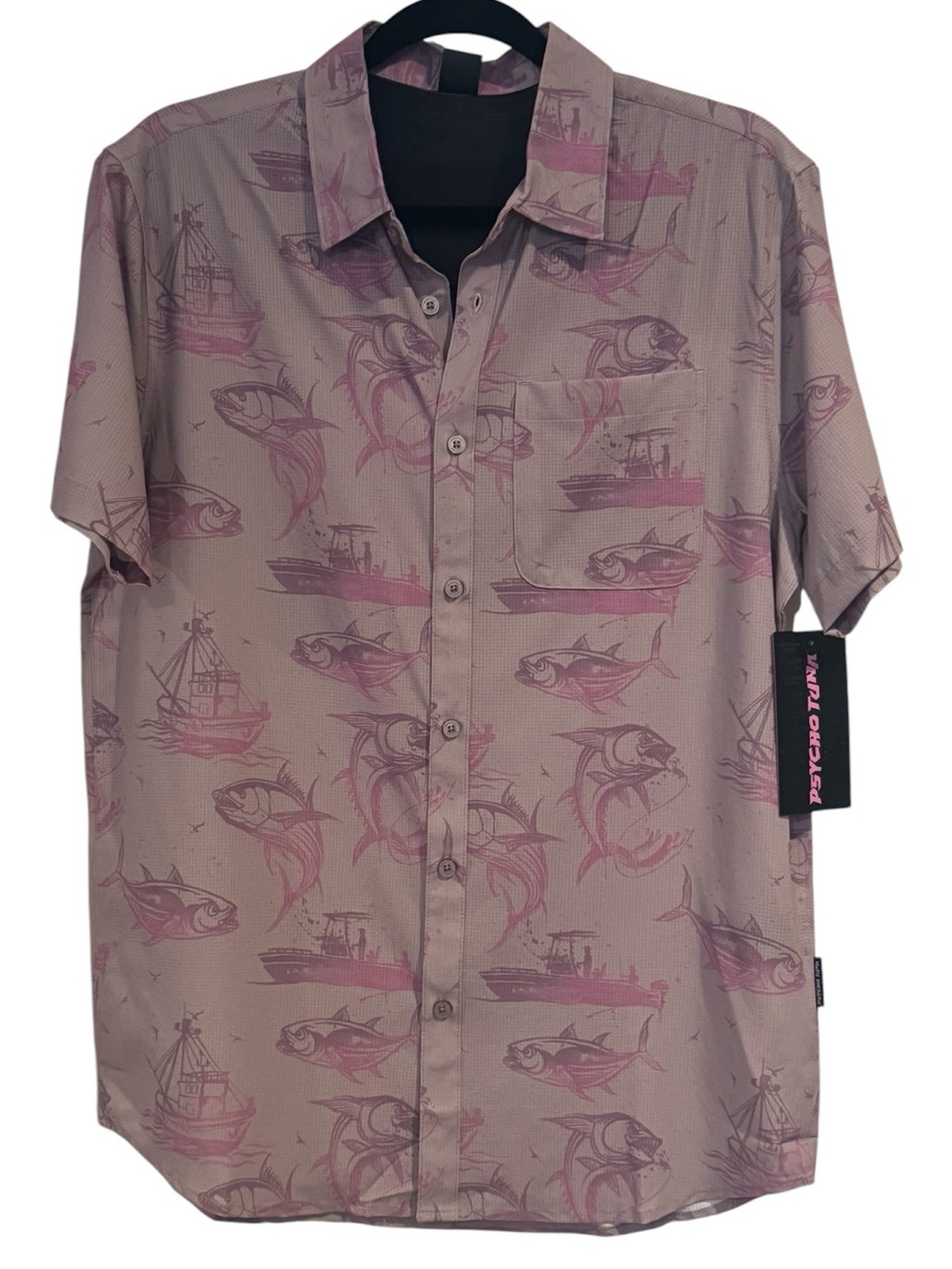 Psycho Tuna Sandbar Short Sleeve Button Up Off Shore Fishing Shirt NWT Small